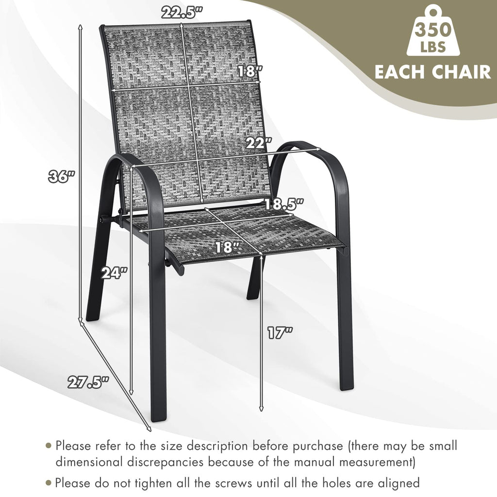 Stackable PE Wicker Patio Arm Chairs Set of 6 Z1935