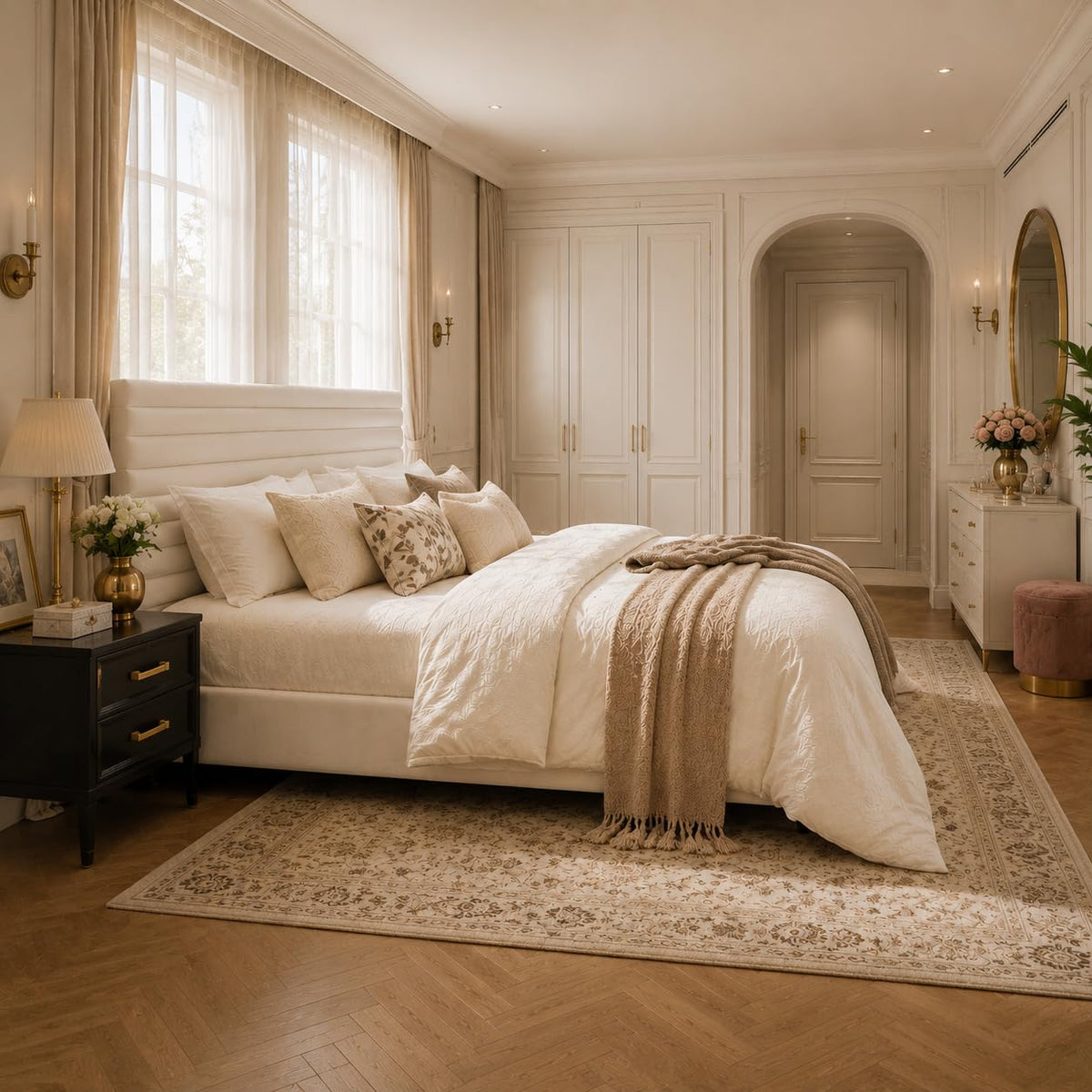 Queen Velvet Upholstered Bed Frame with Adjustable Headboard Z688246