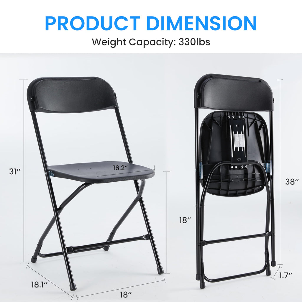 10 Pcs Black Plastic Folding Chair with Metal Frame A308724