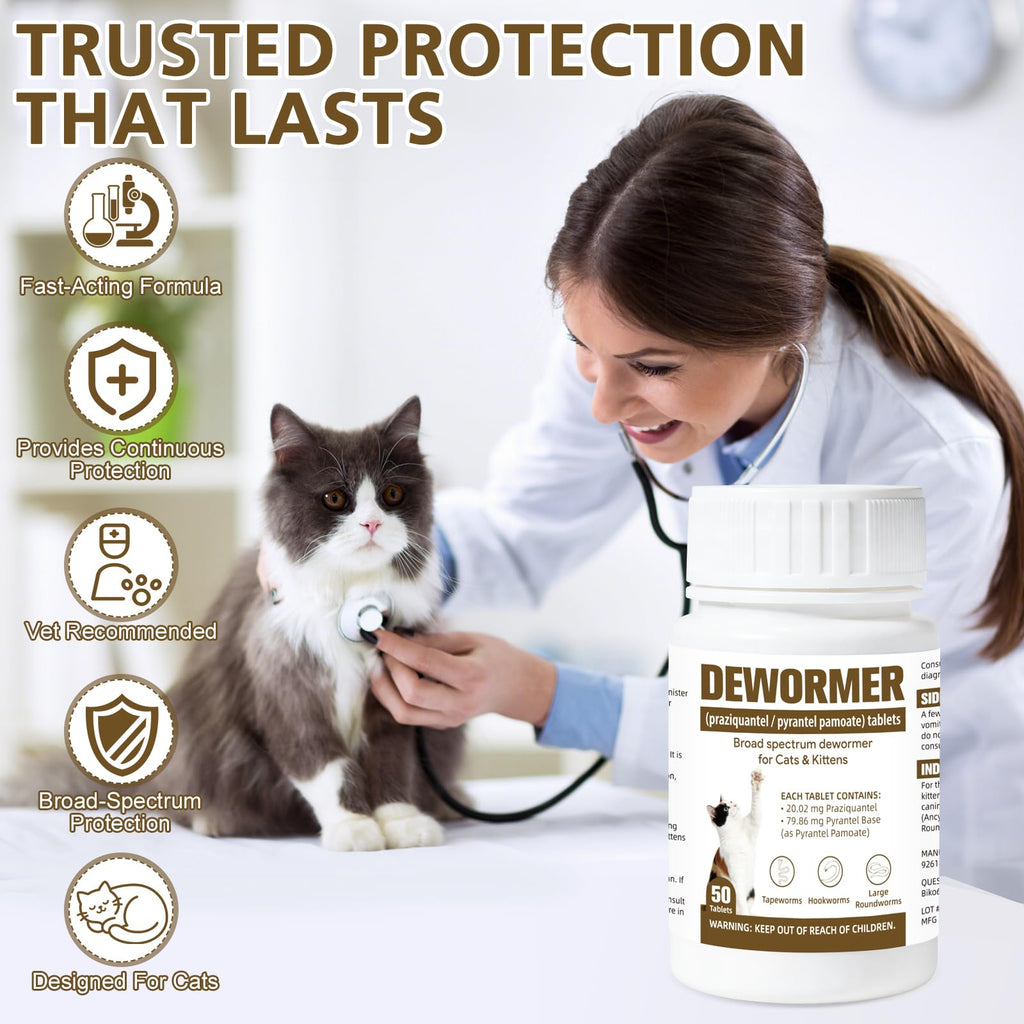 Broad-Spectrum Dewormer for Cats & Kittens, 50 Tablets N6751