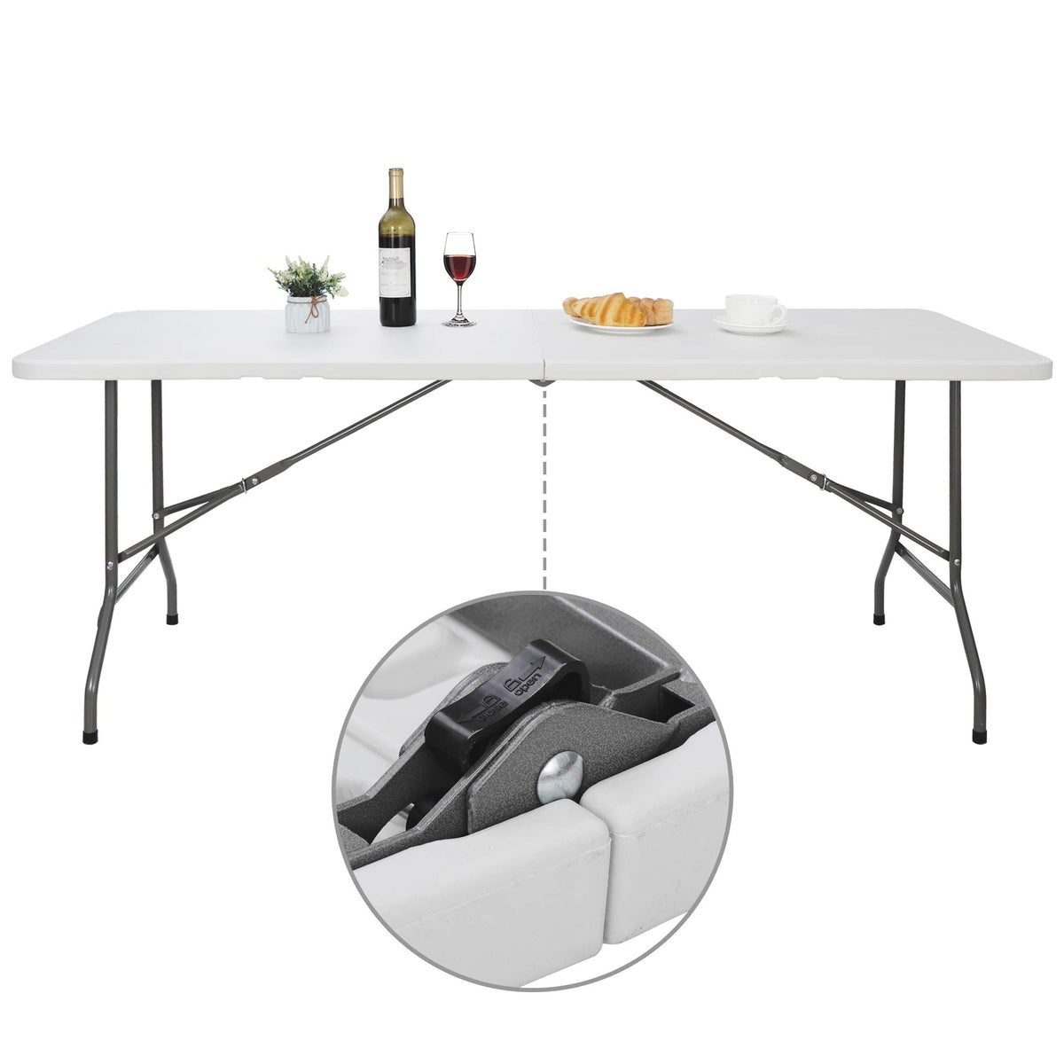 White 6Ft Heavy Duty Folding Picnic Table Y741483