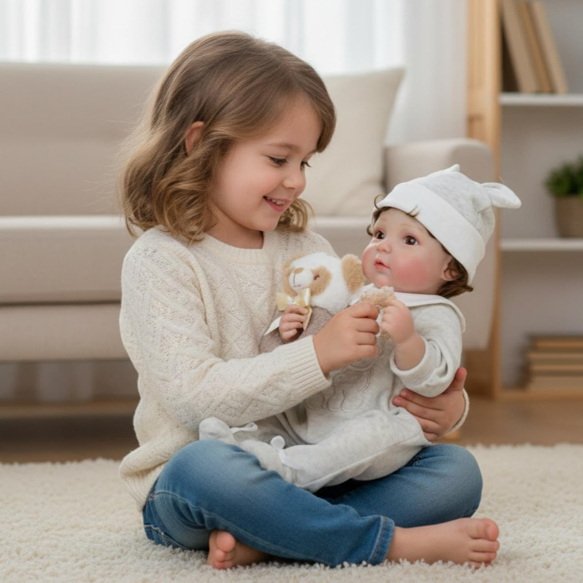 20-Inch Realistic Reborn Baby Doll with Hand-Rooted Hair Q757501