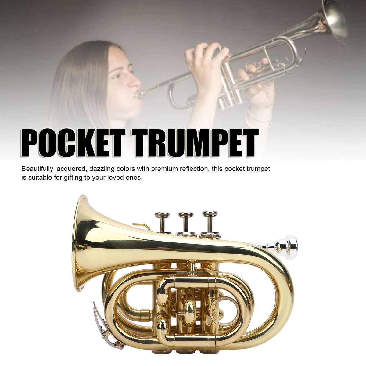 Bb Pocket Trumpet, Ni Plated Brass with 7C Mouthpiece I262193