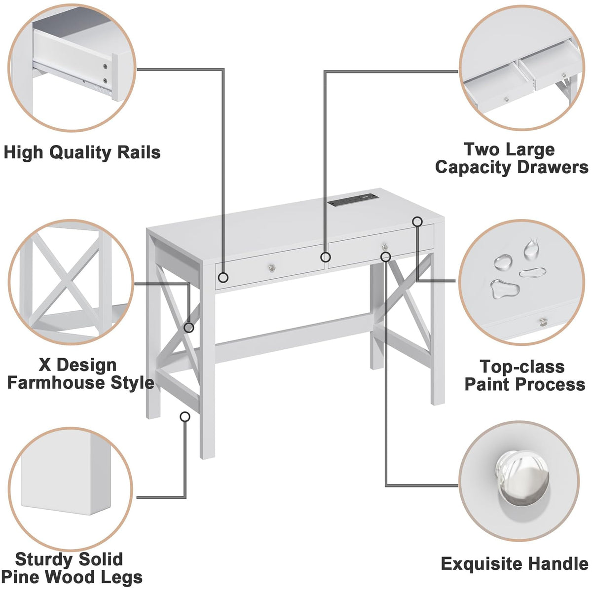 39.4 Inches Computer Desk with 2 Drawers Z1184