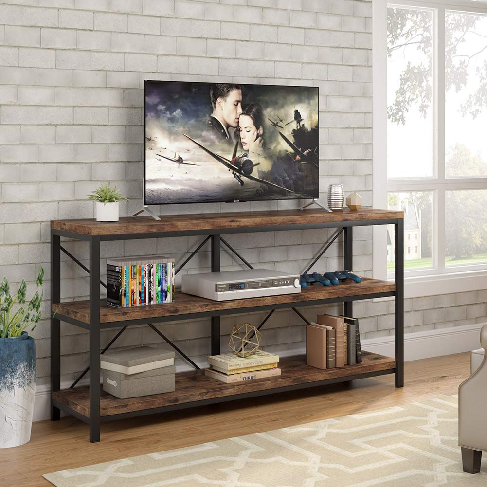 55 Inches 3 Tiers Console Table with Storage Shelves Y562