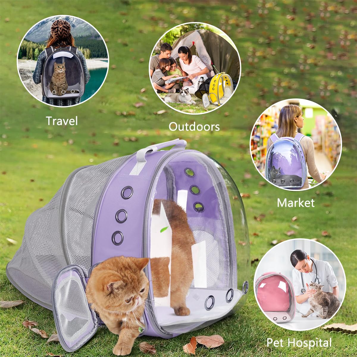 Expandable Cat Carrier Backpack with Bubble Window T1540