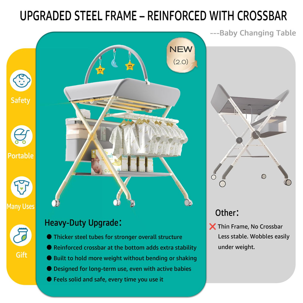 Portable Baby Changing Table with Wheels T484382