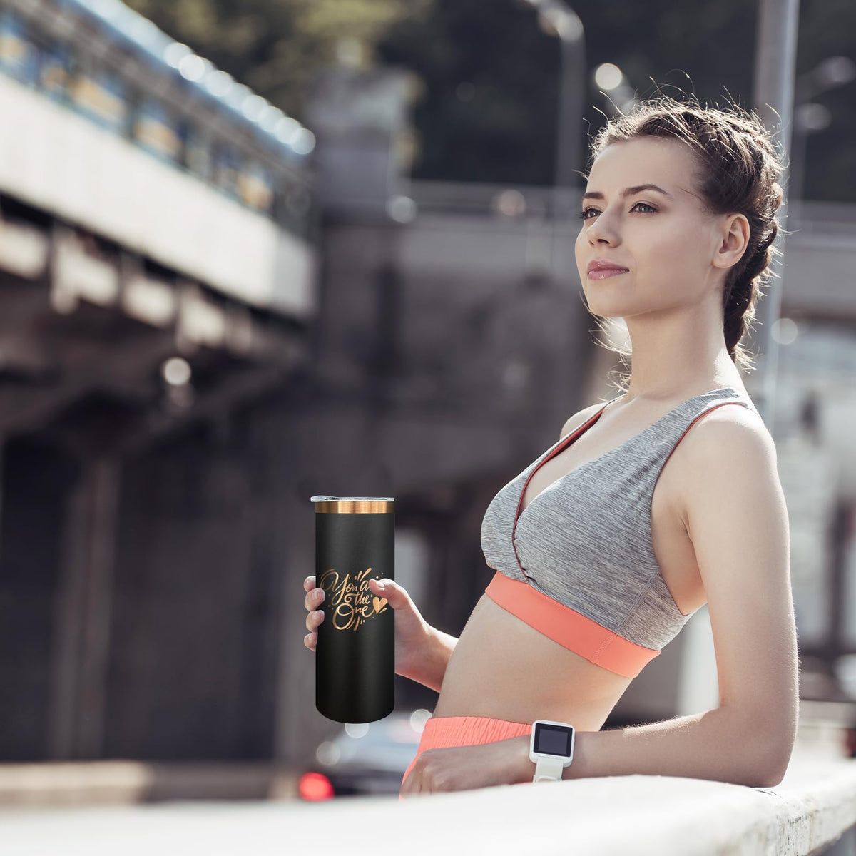 20 oz Skinny Tumblers with Lids and Straws Black A235670