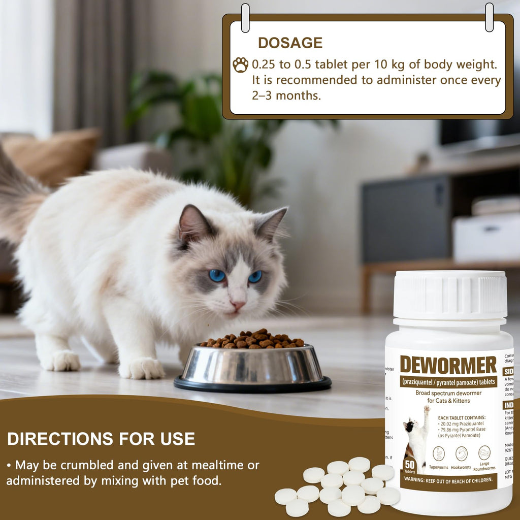 Broad-Spectrum Dewormer for Cats & Kittens, 50 Tablets N6751