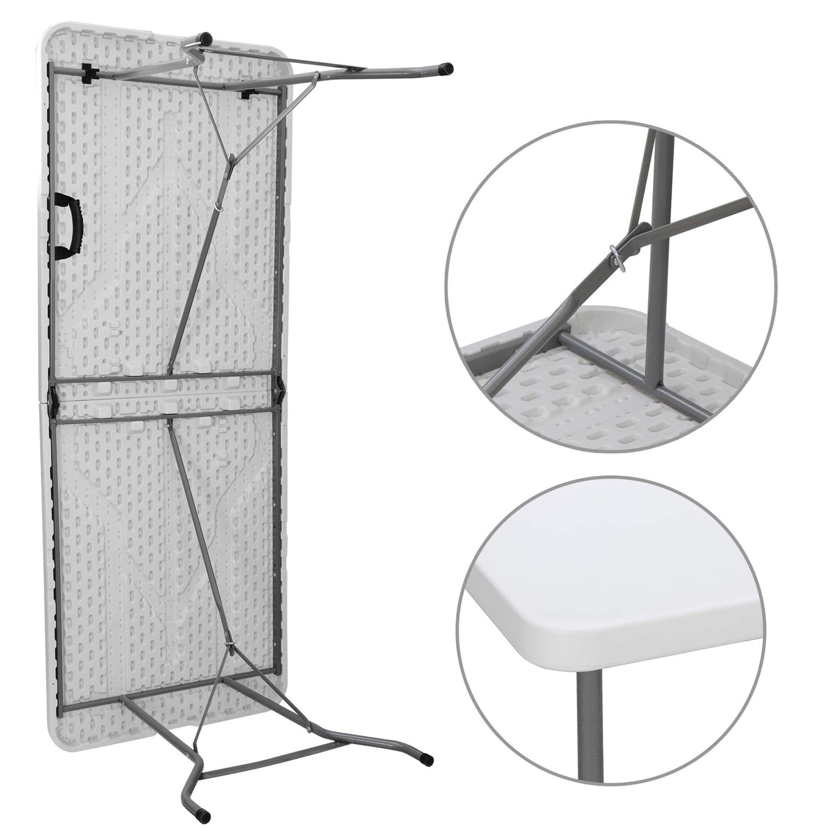 White 6Ft Heavy Duty Folding Picnic Table Y741483