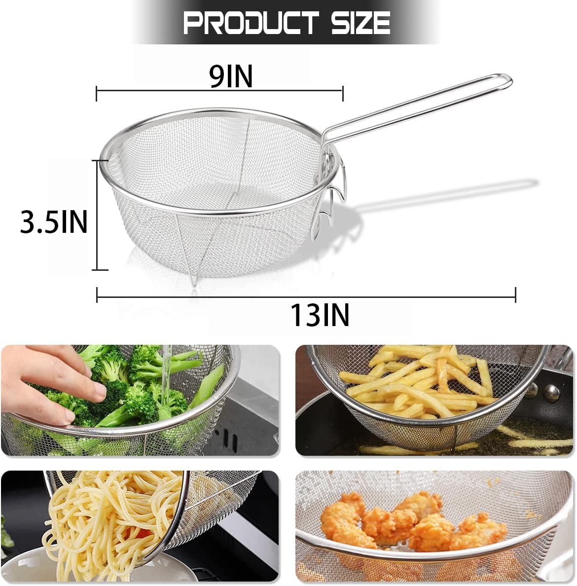 Stainless Steel Deep Fry Basket with Detachable Handle N6944