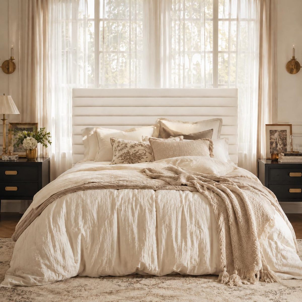 Queen Velvet Upholstered Bed Frame with Adjustable Headboard Z688246