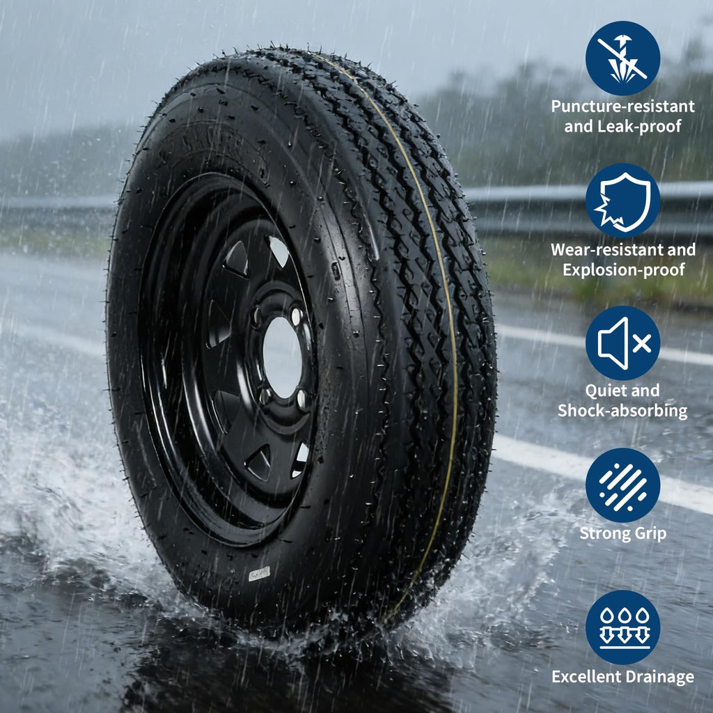 2-Pack Trailer Tire On Rim 5.30-12 4 Lug 12 in Wheels Load Range C Black A234497