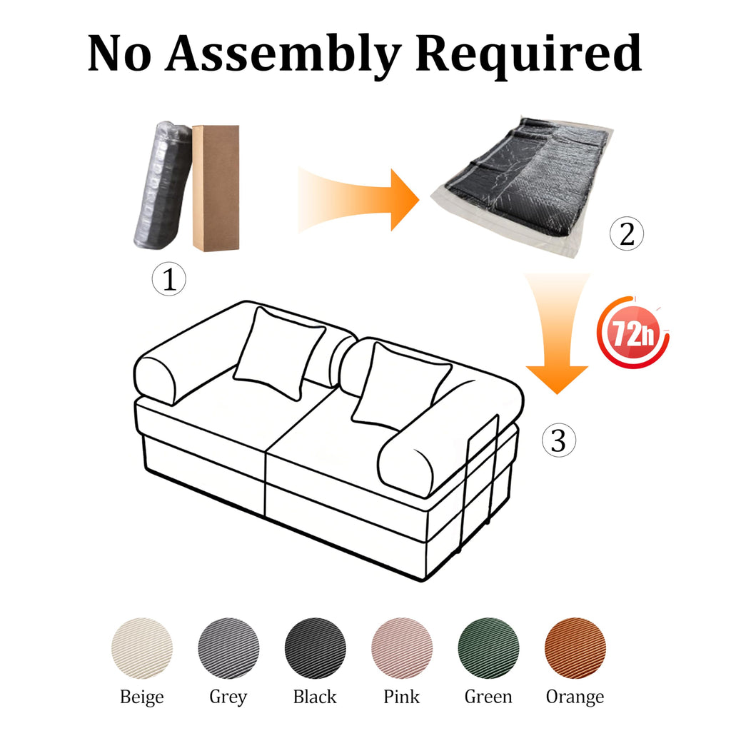 Green Corduroy Convertible Sofa Bed with 2 Pillows D76486