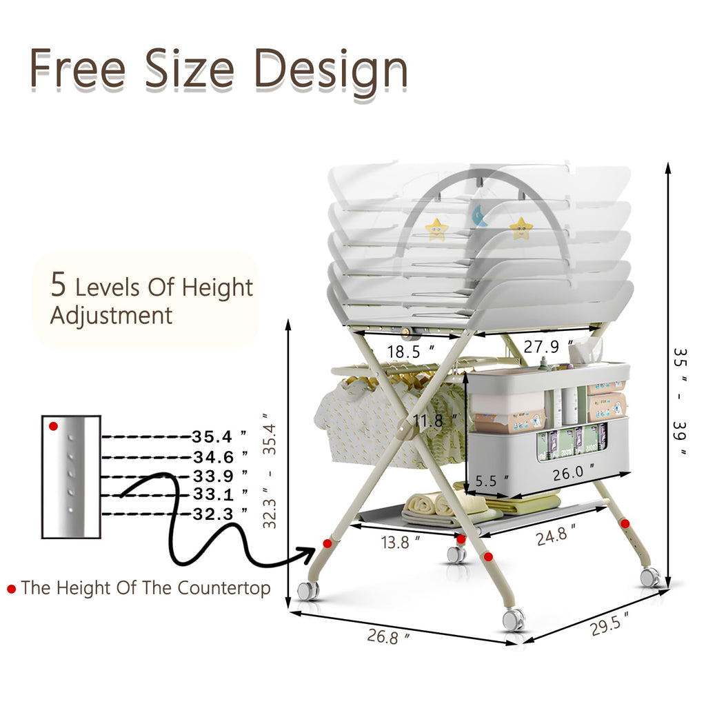Portable Baby Changing Table with Wheels T484382