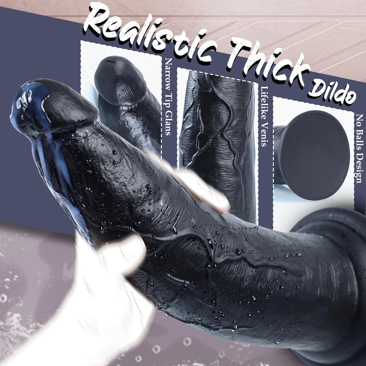 12 Inch Black Thick Anal Dildo B776