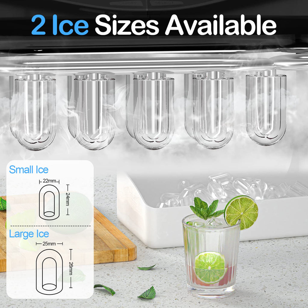 Black Countertop Ice Maker with Scoop and Basket U3606