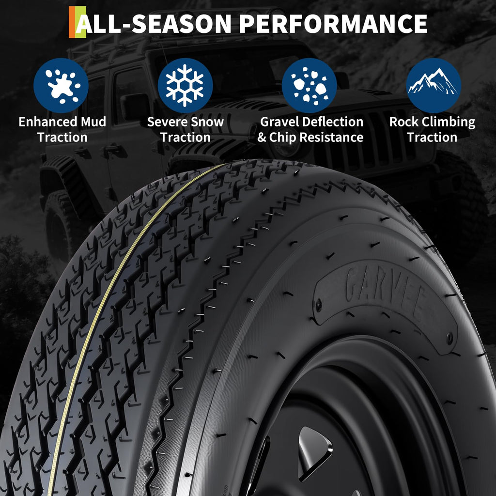 2-Pack Trailer Tire On Rim 5.30-12 4 Lug 12 in Wheels Load Range C Black A234497