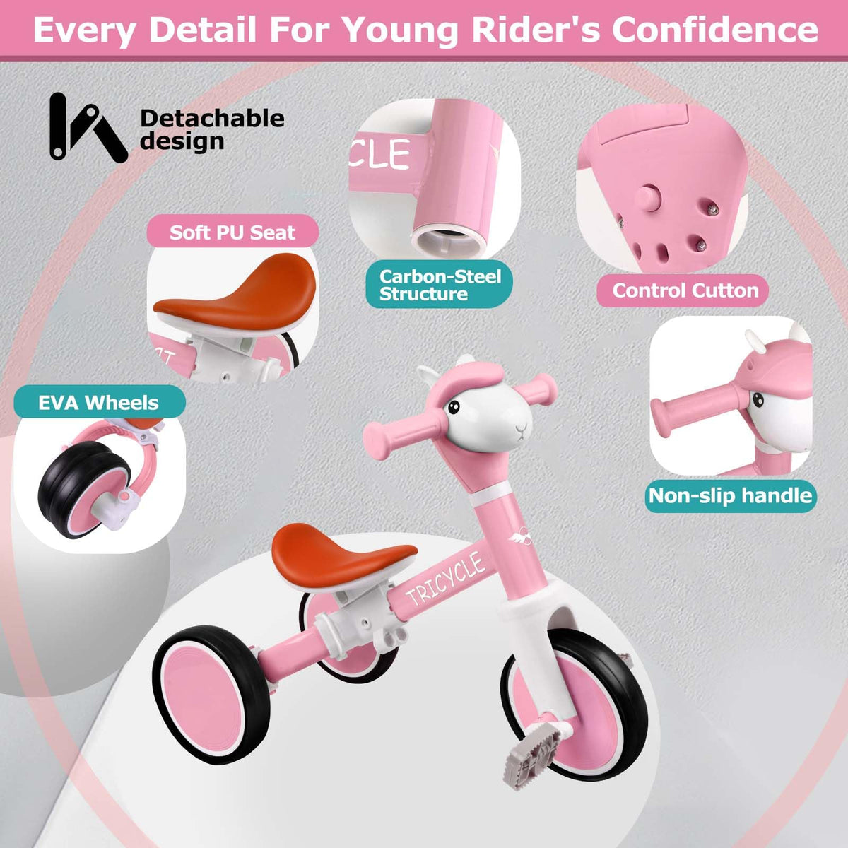 4-in-1 Kids Tricycle with Light & Music I5671