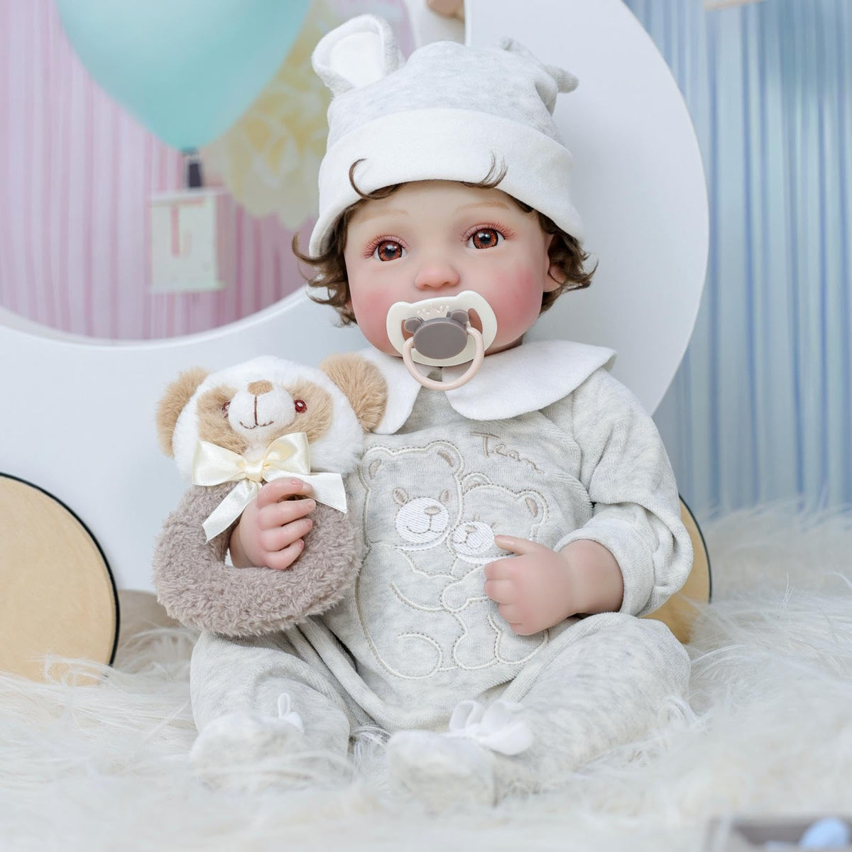 20-Inch Realistic Reborn Baby Doll with Hand-Rooted Hair Q757501