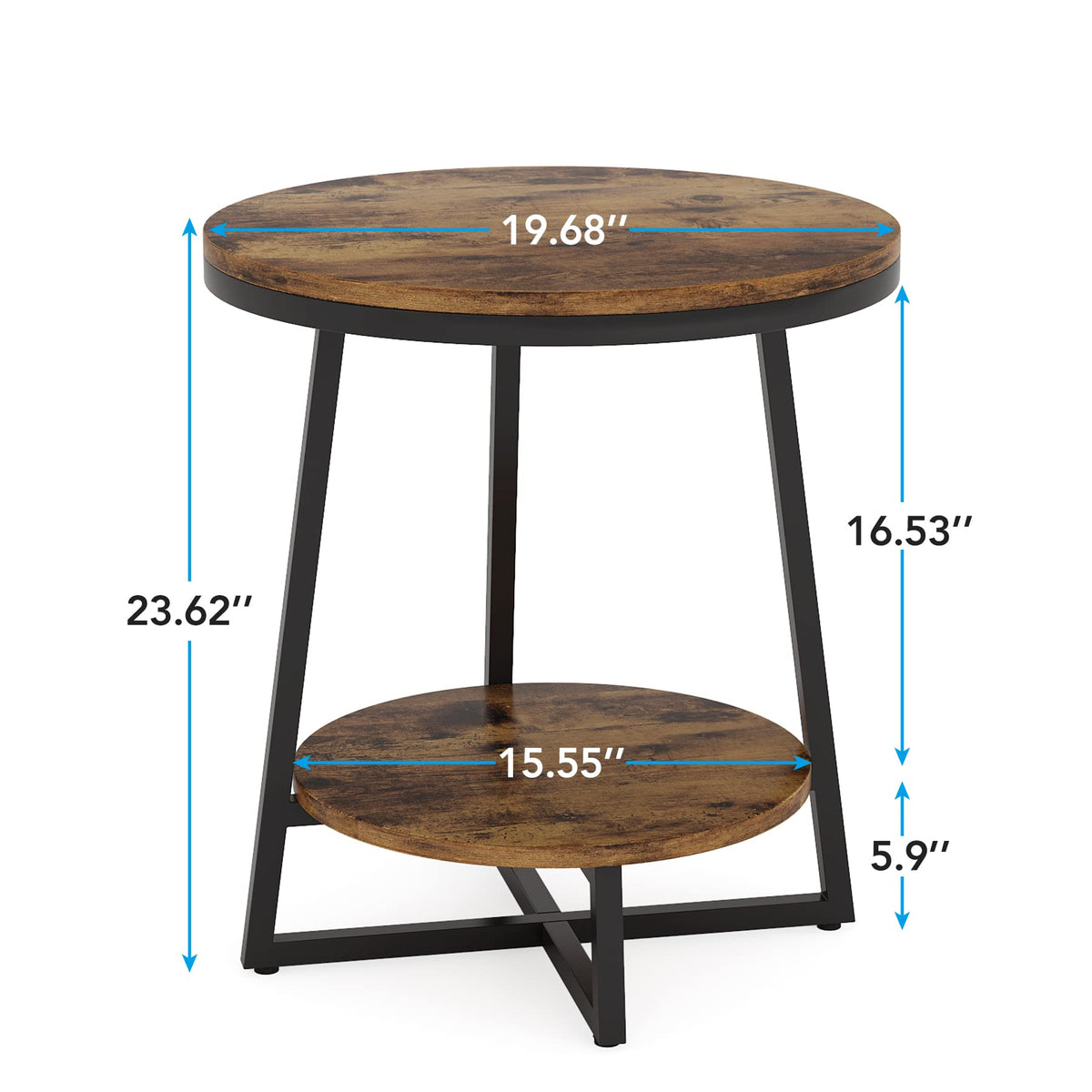 2 Tier Round End Table with Storage Shelf U97409