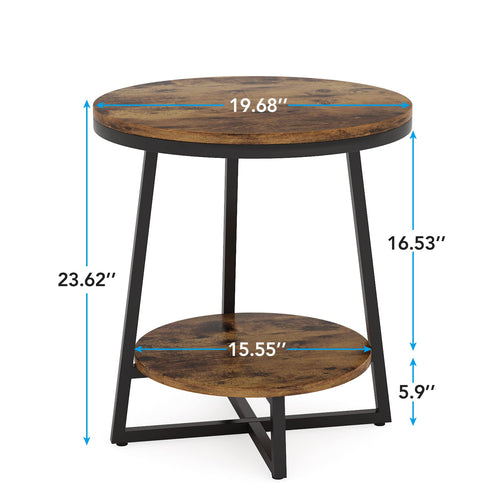 2 Tier Round End Table with Storage Shelf U97409