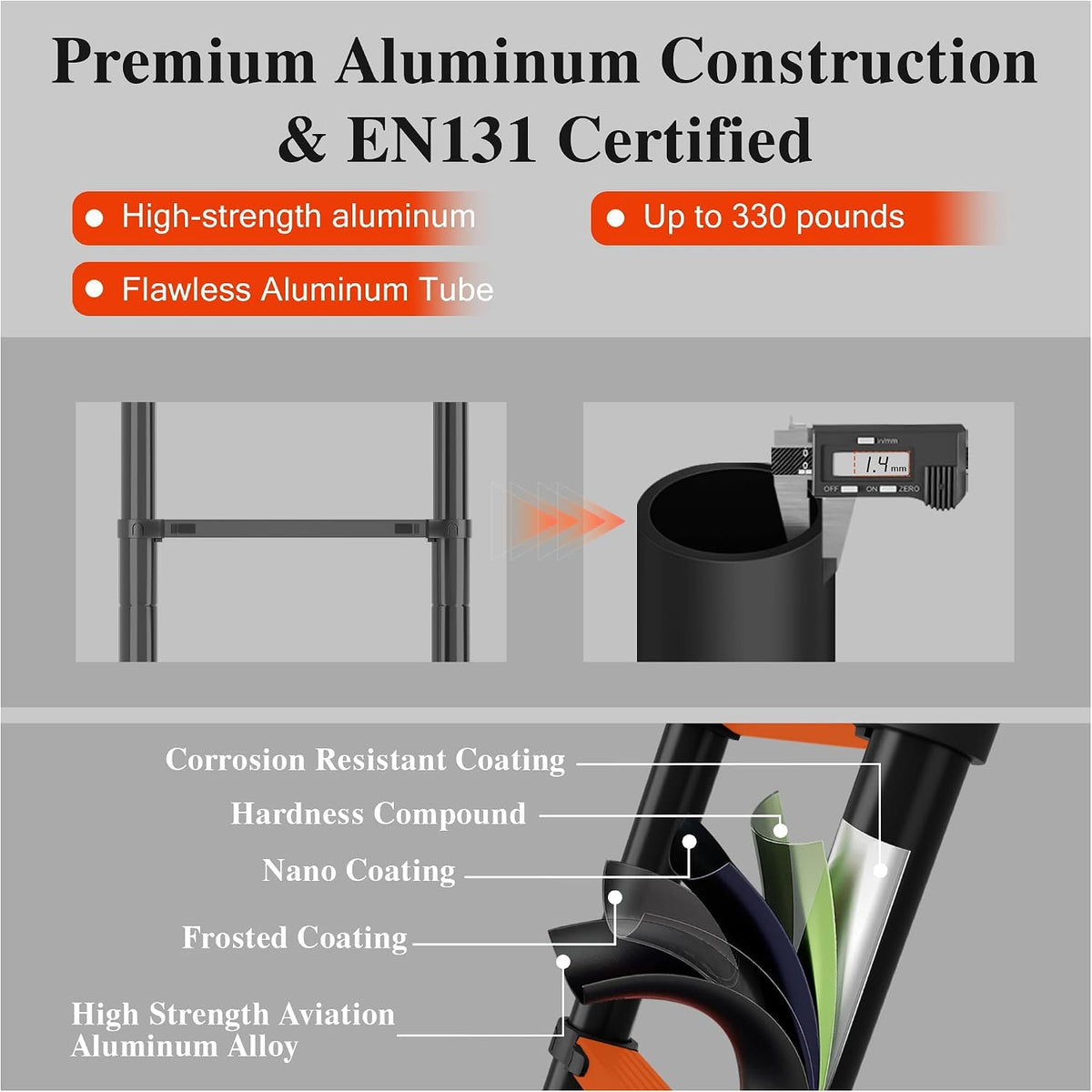 16.5 FT 330 Lbs Aluminum Telescoping Ladder G40427