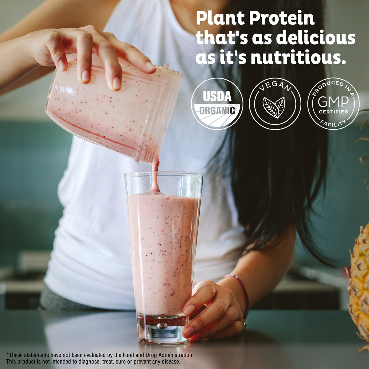 Vegan Protein Powder, Unflavored & Unsweetened Pea Protein Blend, 20 Servings K38029