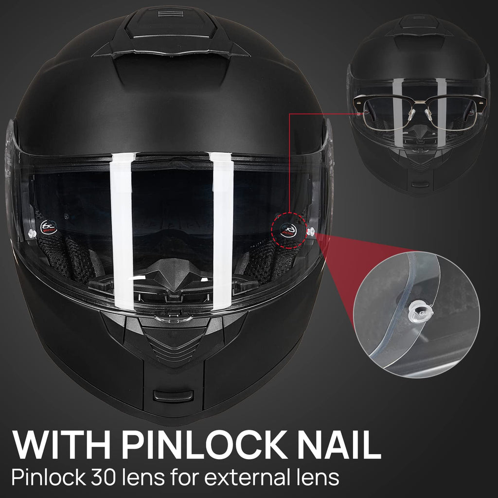 Matte Black Large Modular Full Face Motorcycle Helmet G819313