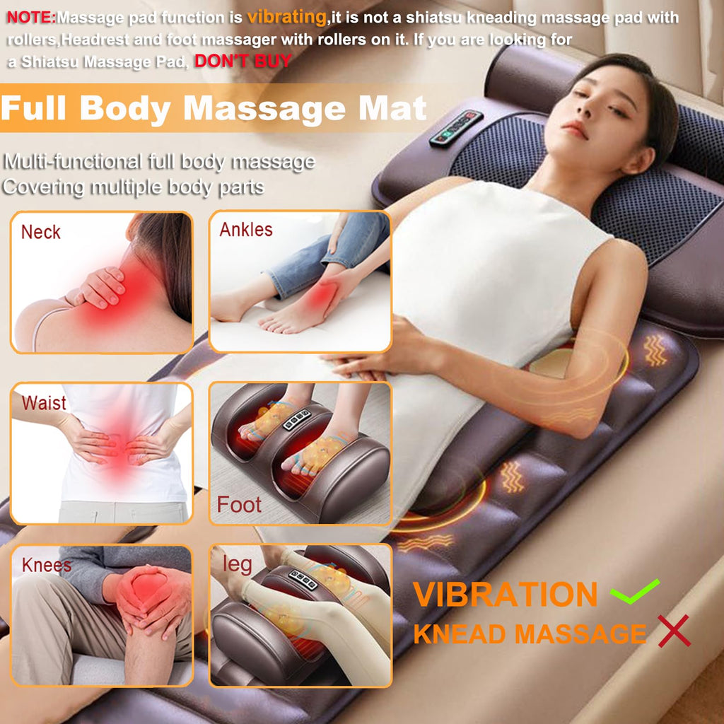 Vibration Massage Mat with Neck Headrest and Leg Foot Massagers Z745