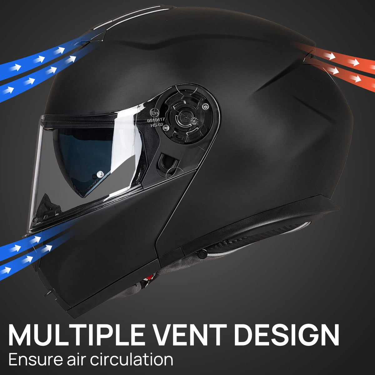Matte Black Large Modular Full Face Motorcycle Helmet G819313