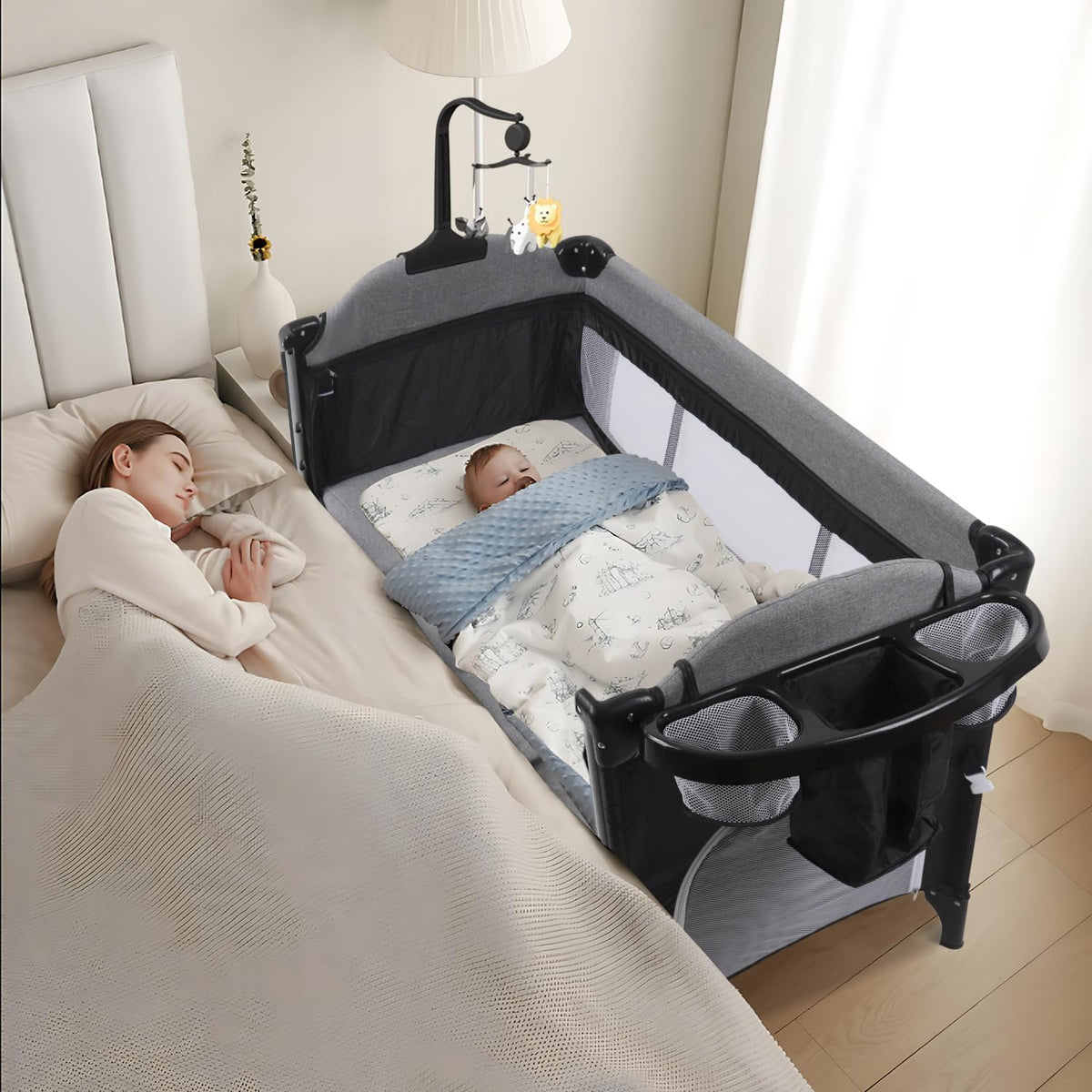 Baby Bedside Crib, Pack and Play, Portable Playard Y975706