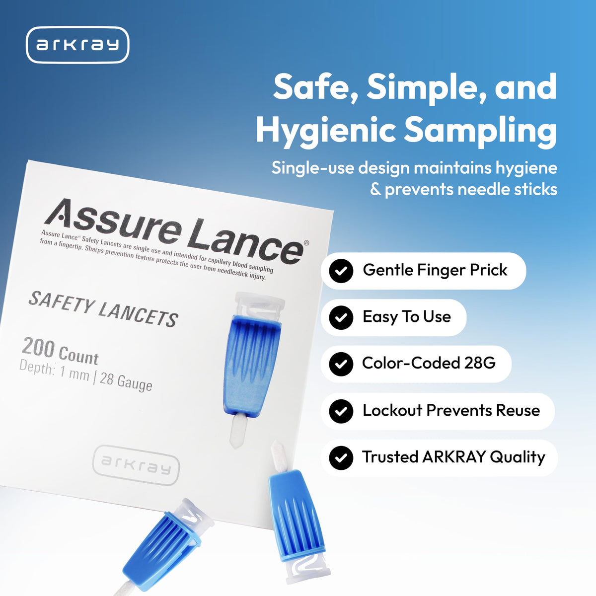 28G 1mm Safety Lancets, 200 Count G3938
