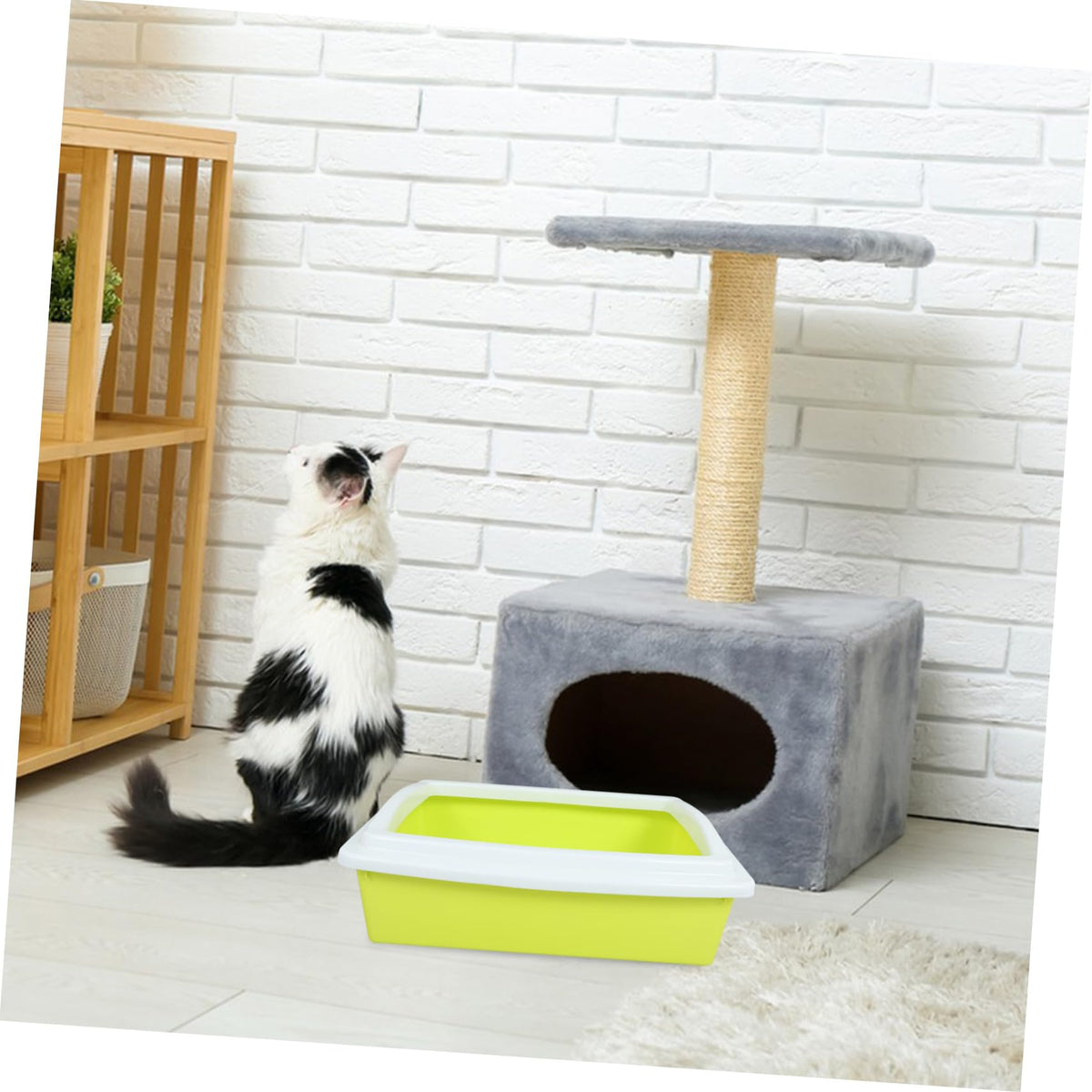 Open Top Cat Litter Box with Frame Semi-Enclosed L600474
