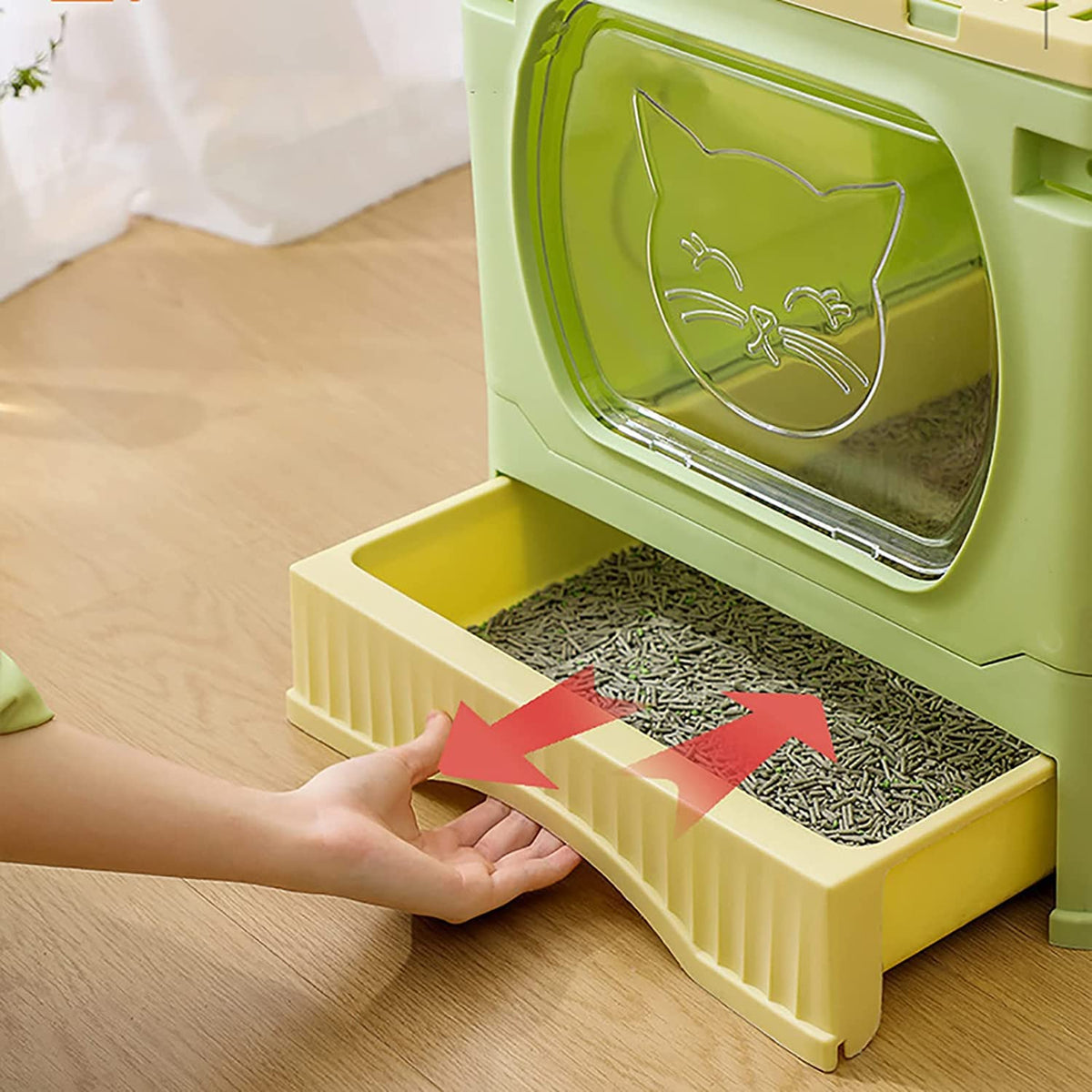 Foldable Top Entry Cat Litter Box with Lid and Scoop V470