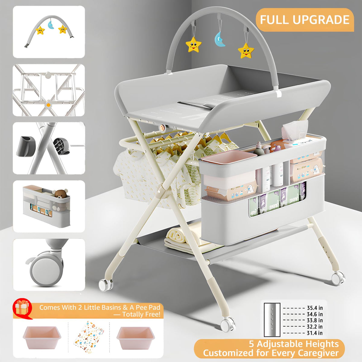 Portable Baby Changing Table with Wheels T484382