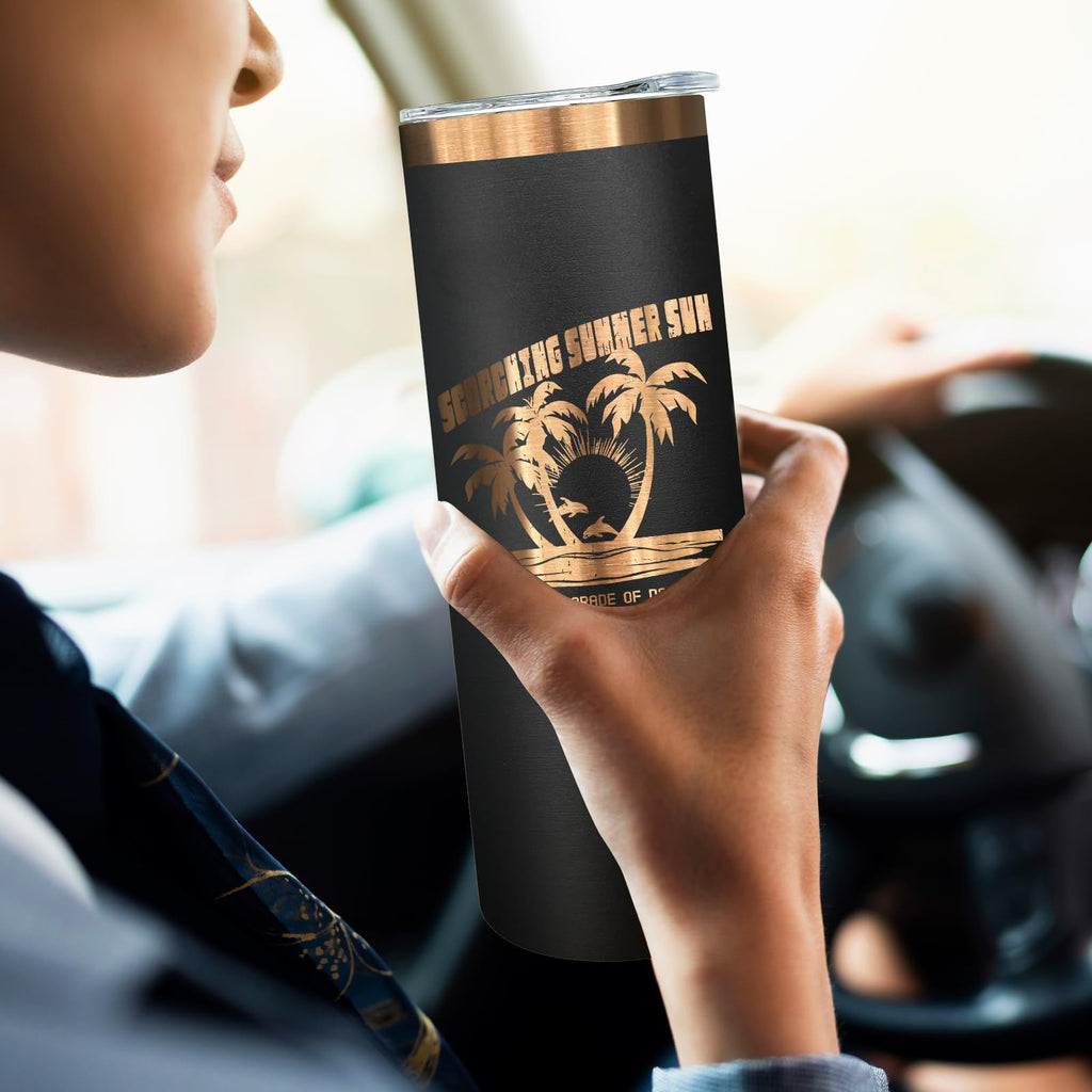 20 oz Skinny Tumblers with Lids and Straws Black A235670
