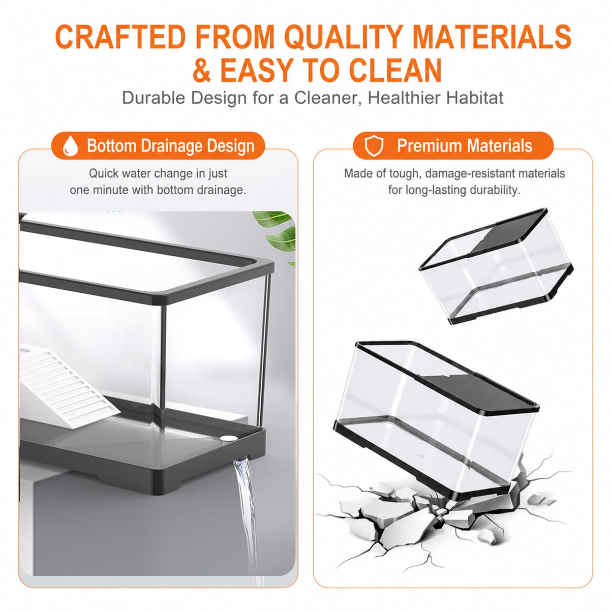 Acrylic Aquarium Starter Kit with UVB/UVA Lamp, Filter, Basking Platform & Lid Q2546