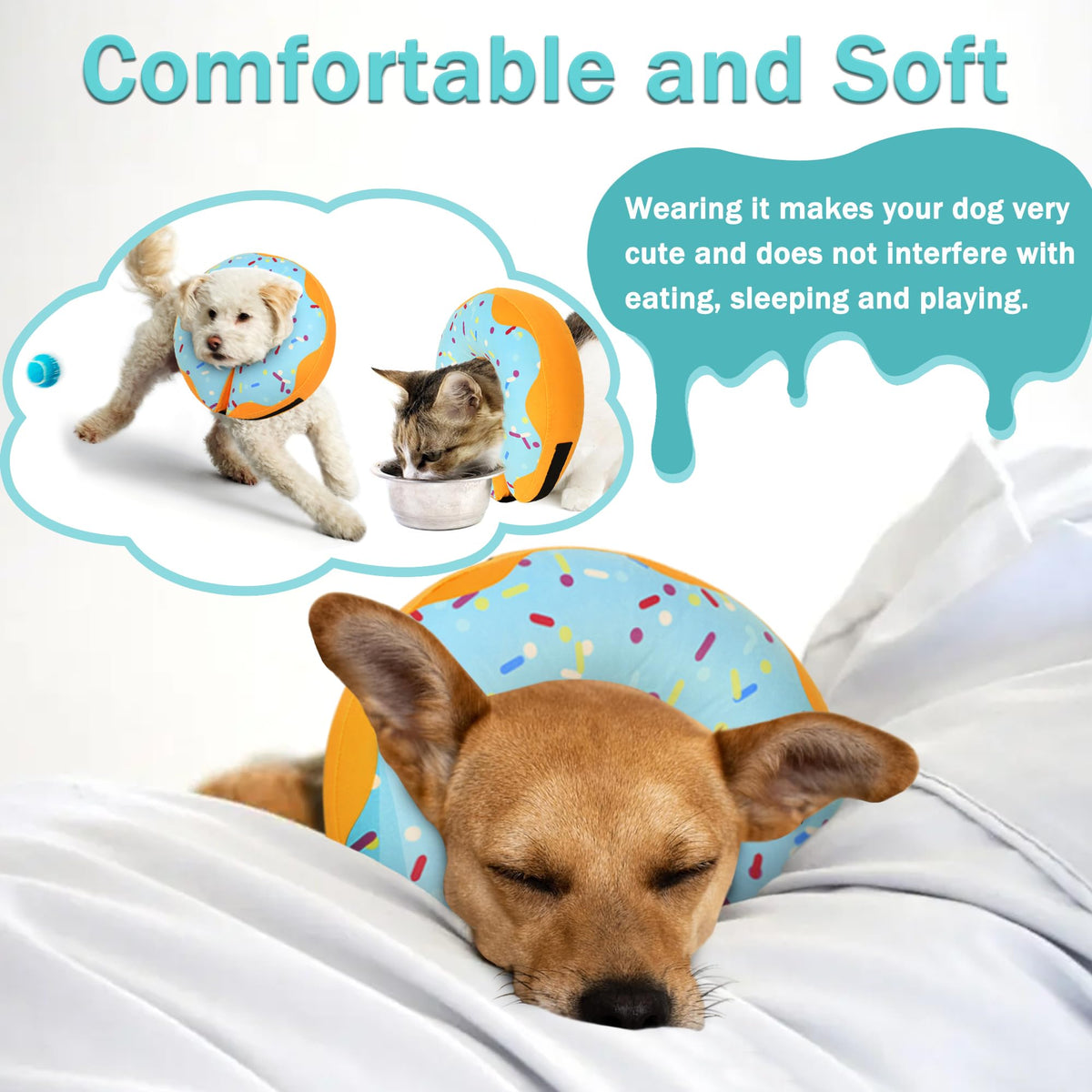 Inflatable Dog Cone Collar Alternative, Adjustable Soft Pet Neck Donut V55409