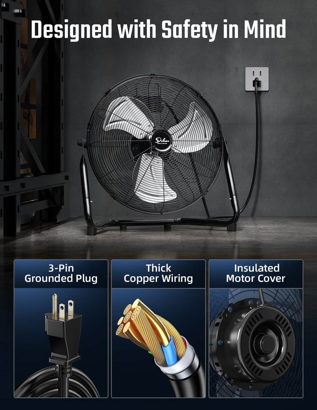 18 Inch 3 Speed Metal Floor Fan W5748