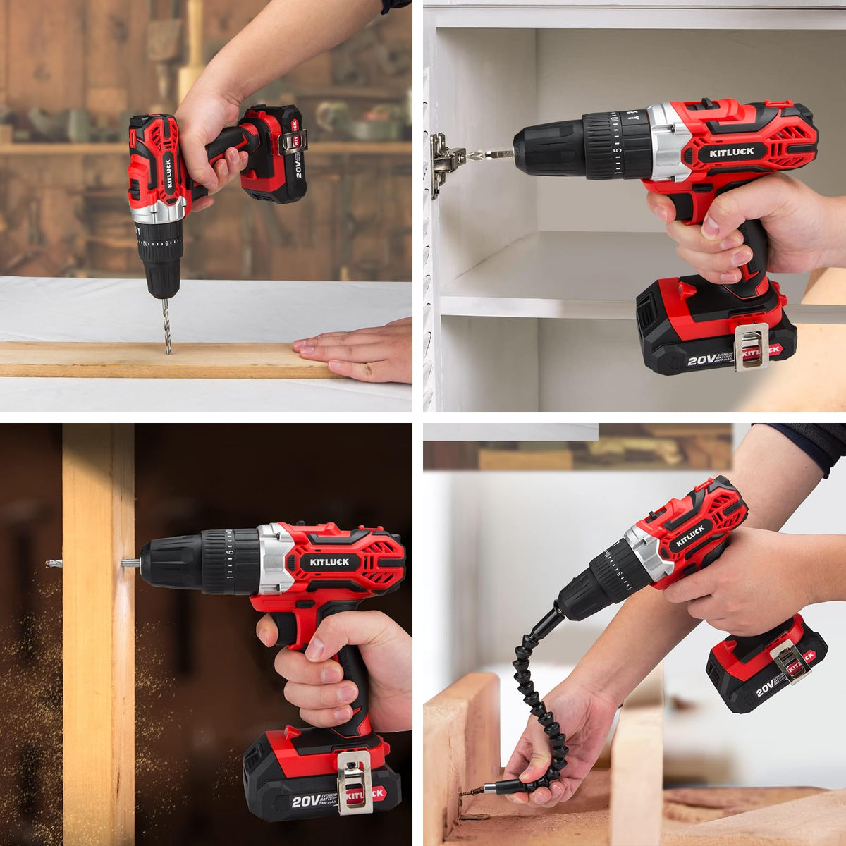 Cordless Drill Set 20V 2 Battery 44pcs Bits 3/8'' Chuck R64552