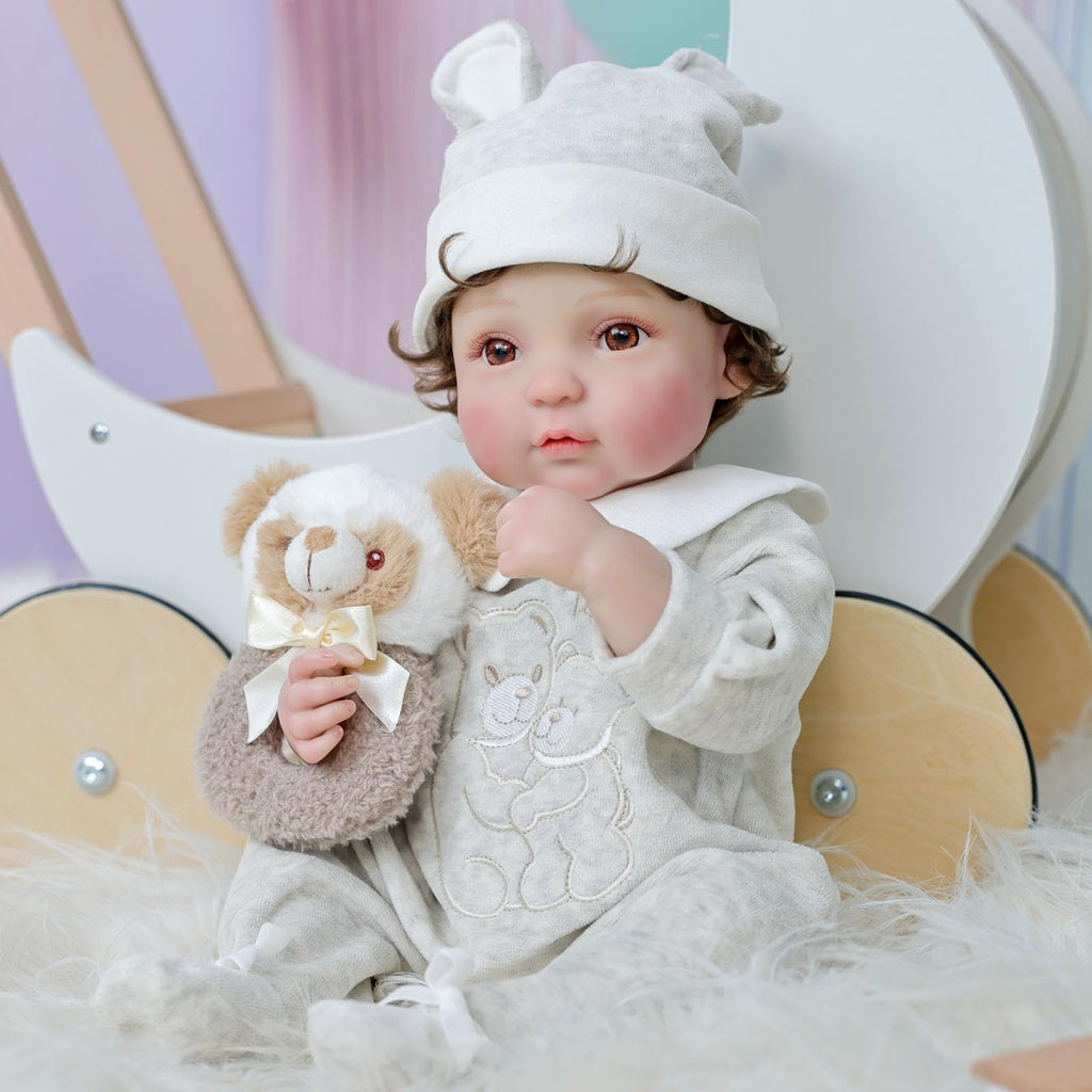 20-Inch Realistic Reborn Baby Doll with Hand-Rooted Hair Q757501
