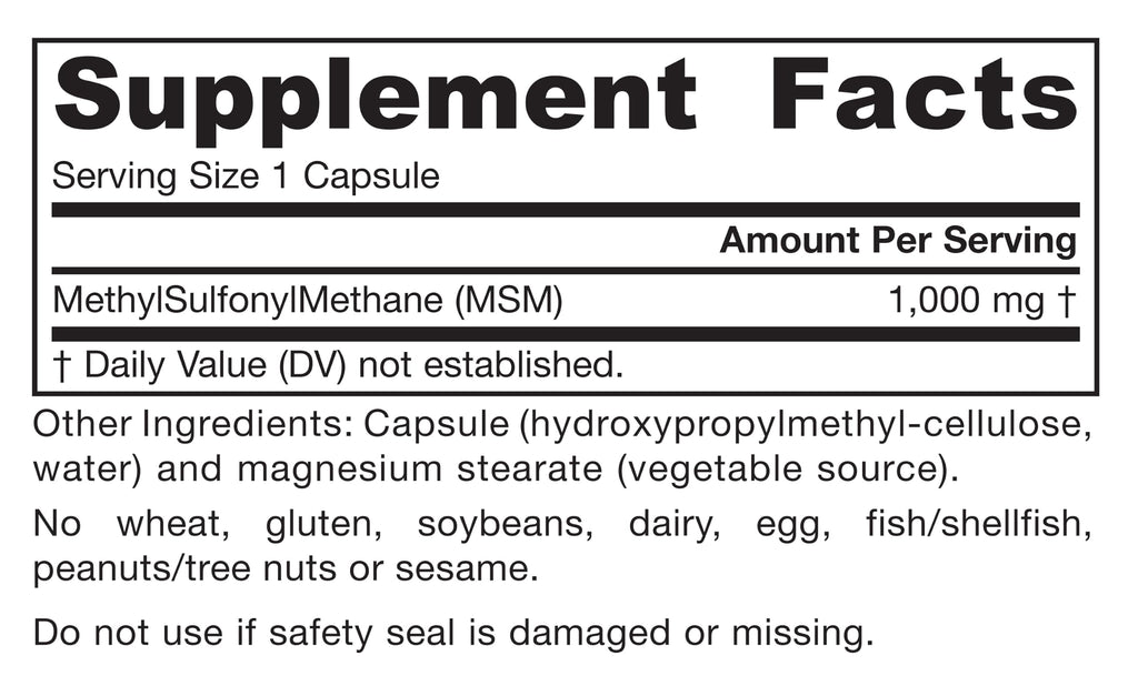 MSM Capsules 1,000 mg 200 Capsules P2852