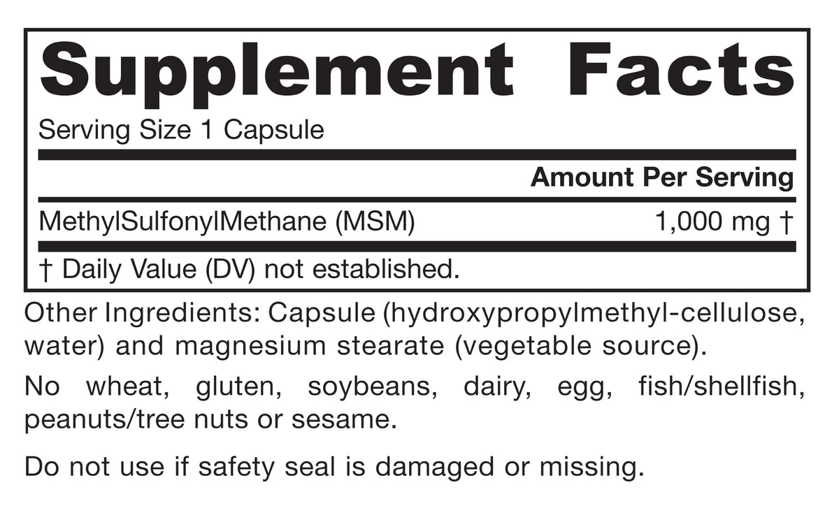 MSM Capsules 1,000 mg 200 Capsules P2852