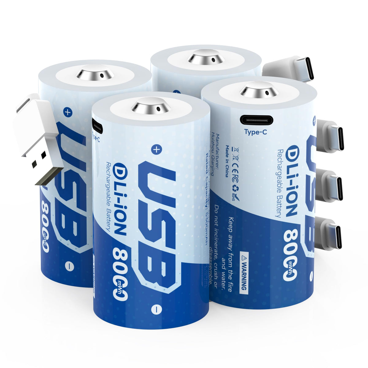 Rechargeable Lithium D Batteries 4 Pack N399