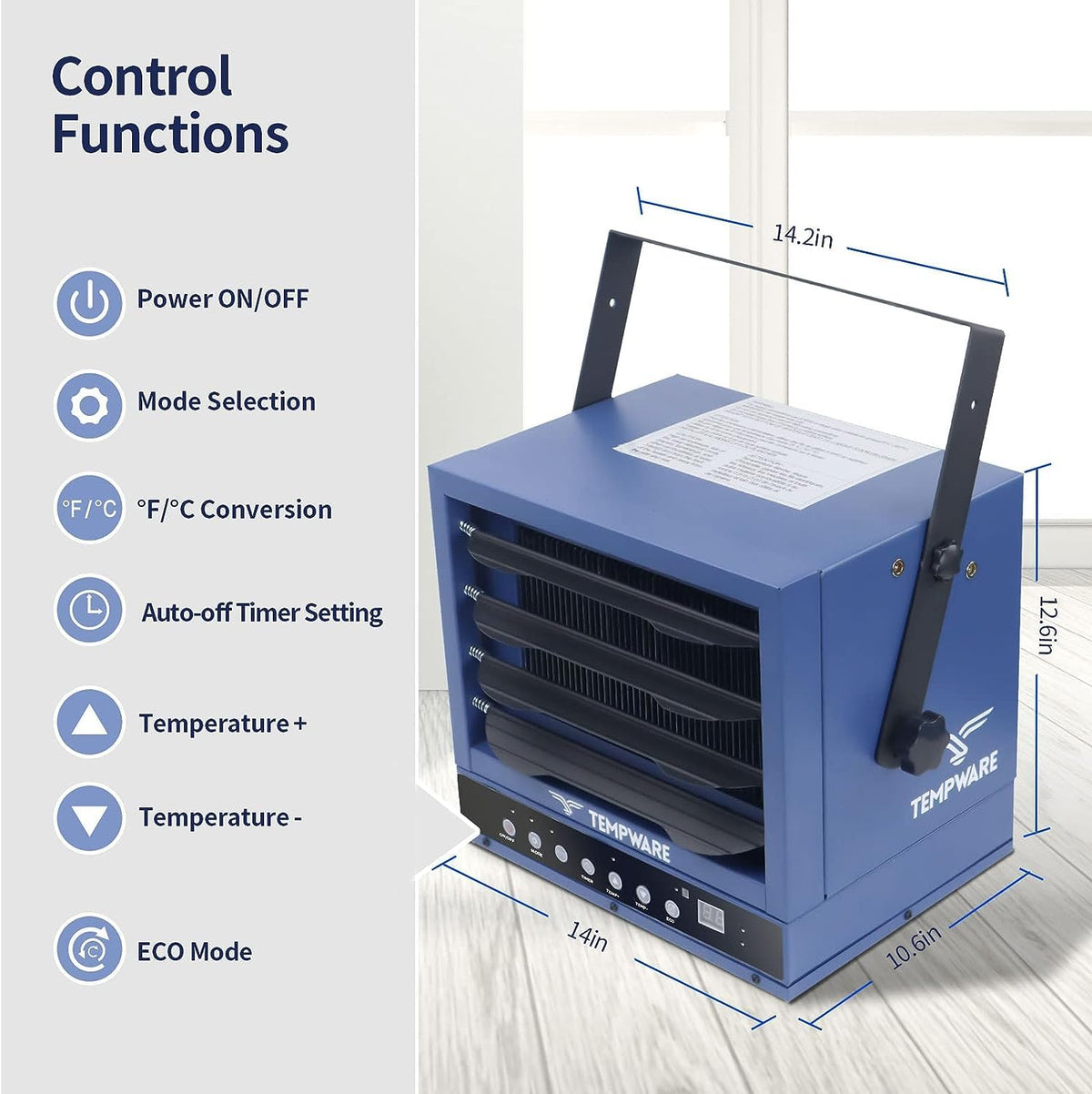 20 Inch High Velocity Floor Fan and 5000W Electric Garage Heater P5450