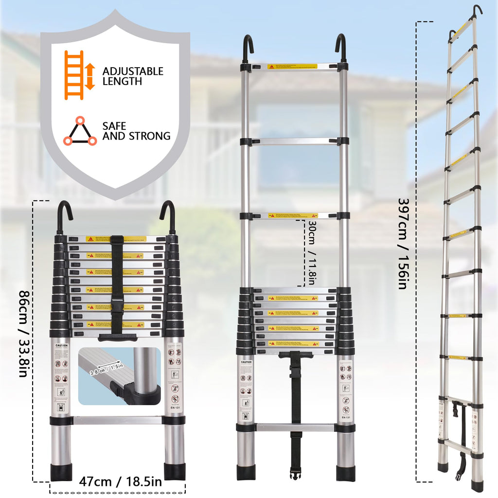 10.5FT Aluminum Telescoping Ladder E452