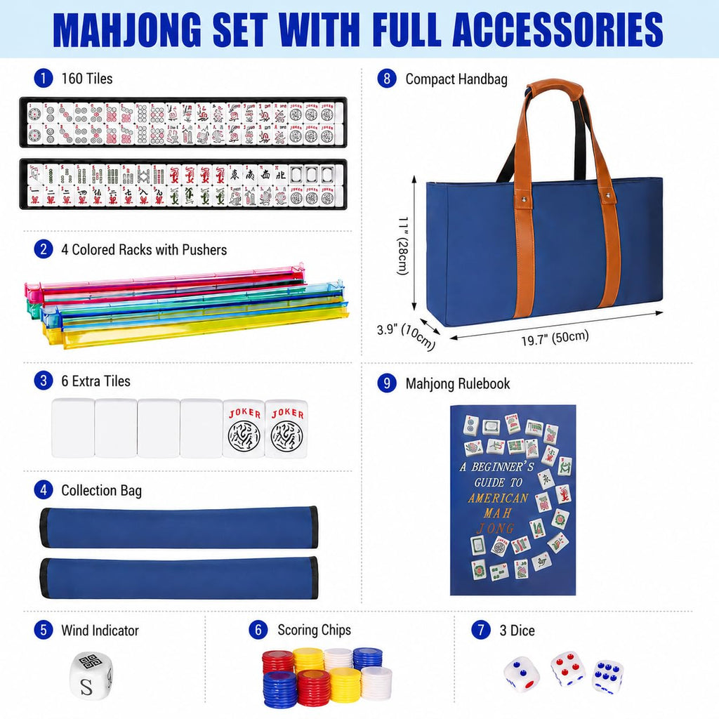Mahjong Game Set with Racks, 166 Tiles & Bag N981247
