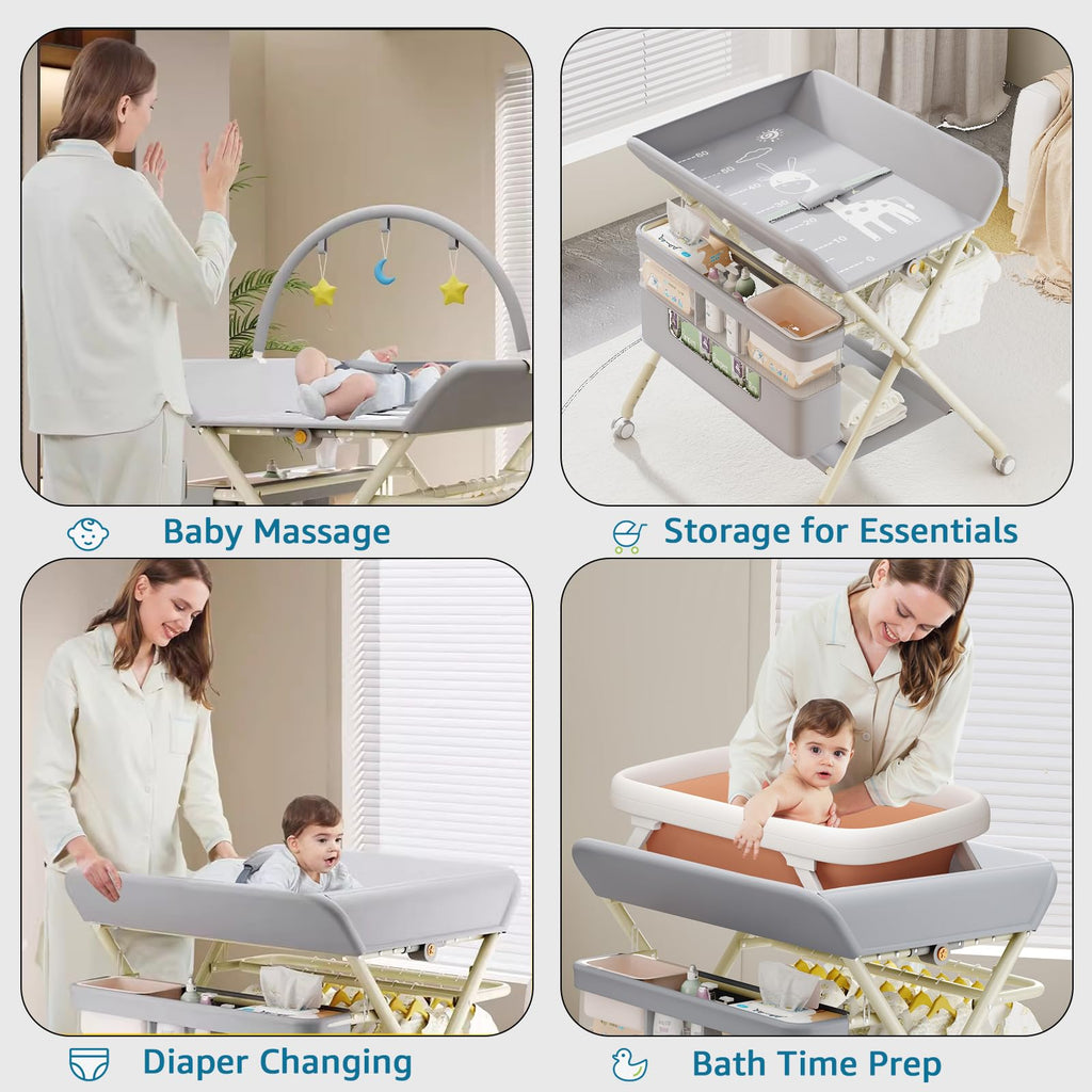 Portable Baby Changing Table with Wheels T484382