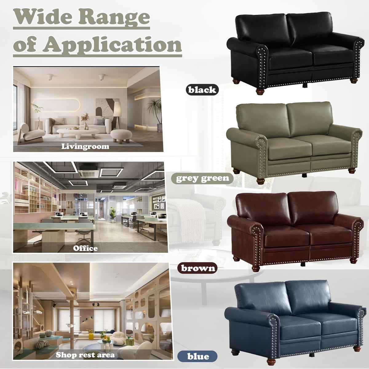 Navy Blue PU Leather Storage Loveseat Sofa C431